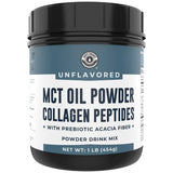 MCT Oil Powder with Acacia Fiber & Collagen Peptides – Prebiotic Collagen Protein, 10g MCTs from Coconuts, Sugar Free Keto Coffee Creamer – Grass Fed, Unflavored, Non-GMO, Gluten Free, 16 oz