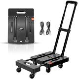 500 LB Heavy Duty Luggage Cart, Utility Dolly Platform Cart with 6 Wheels & 2 Elastic Ropes for Luggage