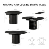 DHH 47"-63" Extendable Round Dining Table for 4–8 with Storage