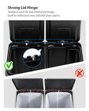 Kitchen Trash Can, 2 x 8 Gallon (2 x 30 L) Stainless Steel Trash and Recycle Bin Combo with Soft-Close Lid