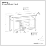 SIMPLIHOME Amherst 54" Wide Solid Wood TV Stand in Black