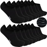 Sunew 8 Pairs No Show Socks Womens Mens Low Cut Non Slip Casual Socks Invisible Flat Boat Liner Socks Black Large