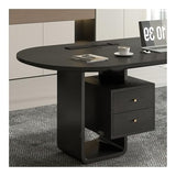 zhongxlla Standing Desk, Modern Black Office Executive Desk with Storage Drawers