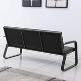 wonline Waiting Room Chair with Armrest PU Leather Office Furniture Bench