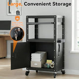 Mobile AV Cart - Adjustable Height Computer Cart with Cabinet