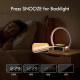 WILIT Bedside Lamp with Alarm Clock,Touch Lamp with Wireless Charger,Nightlight for Bedroom,Sunrise Wake-up Light,3-Grade (Wood Grain)