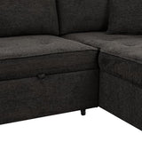 104.5 inch Reversible Sleeper Sectional Sofa with Pull Out Bed , Convertible L Shaped Sectional Couch with Storage Chaise and 2 Stools