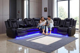 A Ainehome Living Room Furniture Power Recliner Sofa, Breathing Leather Power Reclining Sofa Set