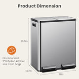 Elevon Kitchen Trash Can with Lid, 2 x 8 Gallon Garbage Can