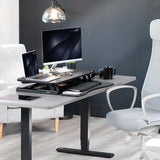 Height Adjustable Sit to Stand Riser, Dual Monitor and Laptop Workstation with Wide Keyboard Tray