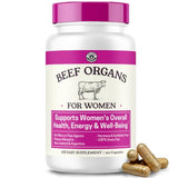 Beef Organ Supplement for Women - Beef Liver, Kidney, Heart and Uterus Tissue, Supports Women's Overall Energy and Health - Pasture Raised in New Zealand - No Fillers or Flow Agents - 120 Capsules