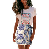 Talakeno Womens Summer Floral Wrap Short Skirt Tie Side High Waist A Line Beach Vacation Boho Mini Skirt(Blue,S)