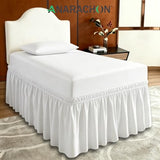 ANARACHON Dorm Bed Skirt Twin XL 32 Inch Drop, 100% Microfiber Extra Long College Dust Ruffle Bedskirt for Adjustable Beds, Elastic Wrap Around Design, White