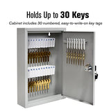 30 Key Cabinet - Dual Lock Control Key Box - Welded 22 Gauge Steel Construction - Scratch Resistant
