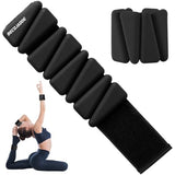 BECOJADDE Ankle Weights Set of 2 (1 lb Each) Adjustable Wrist Weights for Women Men Wearable Arm Leg Weight for Pilates, Running, Walking, Workout, Yoga, Black