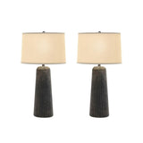 Pemberly Row Contemporary 31" Table Lamps, Brown Resin Base, Set of 2, Handmade Design with Linen Shade, 3-Way Switch for Living Room, Bedroom, or Entryway Lighting
