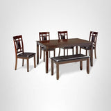 Signature Design by Ashley Bennox Dining Room Table and Chairs with Bench (Set of 6), Brown
