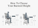 Sophia & William Swivel Bar Stools Set of 2, Bar Height Chairs, Outdoor Bar Chairs, High Top Patio Chairs, Supports 300 lbs (Grey Fabric)