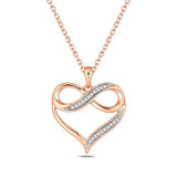Cali Trove 1/4Ct & 1/20Ct Natural Diamond Single Heart Infinity Pendant For Women