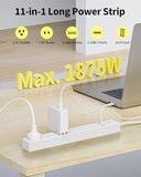 10 Ft Power Strip Surge Protector - 7 Outlets 4 USB Ports (2 USB C), Ultra Thin Flat Extension Cord & Flat Plug, 1700 Joules, Wall Mount, Desk Charging Station for Home Office Dorm, White