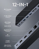 Baseus Laptop Docking Station, 4K Multitasking Docking Station with 2 HDMI+DP, PD, 3 USB-A, RJ45, Audio, TF/SD Card Reader