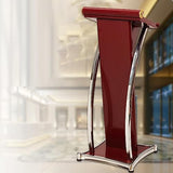 Curved Metal Lectern - Floor nding Podium for Office, School, Church - inless Steel Pulpit for Conferences - Sk Black Design for Professal Presentats