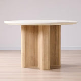 T4TREAM 47" Fluted Round Dining Table for 4-6, Mid-Century Modern Kitchen Table