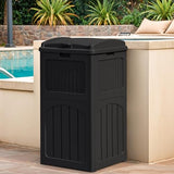 Waterproof Resin Garbage Bin for Hideaway, Deck, Patio, Dark Black
