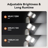 4-in-1 Camping Light, Work Light, Video Flashlight 2000LM Rechargeable 120H Runtime, 10000mAh Power Bank, 2700K-6500K CCT Adjustable Magnetic Tripod, IP54 Waterproof Outdoor Emergency Lantern