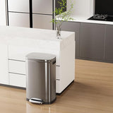 Kitchen Trash Can with Lid Soft Close,13 Gallon / 50L Stainless Steel Pedal Garbage Can, Heavy-Duty Fingerprint Proof Step Wastebasket with 20 Bags,