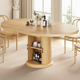 47″–63″ Extendable Round Dining Table for 4–8 with Dust-Proof 2-Tier Storage Shelf Space-Saving