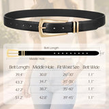 WHIPPY Women Leather Belt for Jeans Pants Dresses Elegant Gold Buckle Fashion Ladies Waist Belt for Casual Office Outfit, Black, L