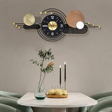 AXAORIRA 38x15 Inches Wall Clock Silent Non-Ticking Battery Operated, Modern Large Decorative Analog Clocks for Living Room, Bedroom, Office - Abstract Art Home Decor, Easy to Read