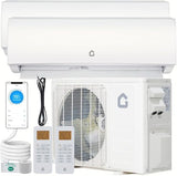28000 BTU 2 Zone Mini Split Heat Pump, 20 SEER2 12000+12000 BTU Ductless AC with WiFi Alexa, App Control for Bedroom Living Room Garage Office