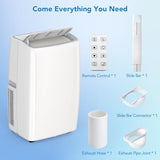 3-In-1 Portable Air Conditioner - 14,000 BTU, Cools Rooms Up to 550 Sq Ft, Includes Remote Control, Window Kit, and Dehumidifier Function