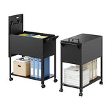 Letaya Mobile File Cabinet with Lock-Rolling Filing Cart with Wheels-Hanging