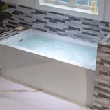 WOODBRIDGE 60" Acrylic Rectangular Alcove Soaking Bathtub in White with Left Drain, Chrome pop-up Drain Included, LB428-L