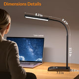 LEPOWER Desk Lamp, 800LM LED for Home Office, 12W Reading for Desk, Eye-Caring Light, Touch Table Gooseneck Lamp, Study (Black)