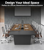 10FT Conference Table for 10 People, Large Rectangular Boardroom Meeting Table