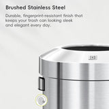 Urban 24 Gallon Round Stainless Steel Open Top Waste Bin, Tall Commercial Trash Can for Indoor/Outdoor