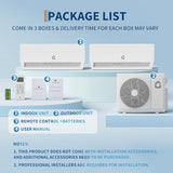 28000 BTU 2 Zone Mini Split Heat Pump, 20 SEER2 12000+12000 BTU Ductless AC with WiFi Alexa, App Control for Bedroom Living Room Garage Office
