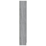 Rustic Gray Oak Bookshelf with Doors - 186 cm Freestanding Storage Unit for CDs, Books & Decor - Ideal Sideboard for Living Room & Home Office