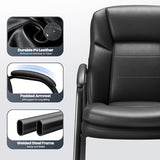 Guest Chairs for Office with Thick Cushions, PU Leather Reception Chairs with Welded Steel Frame