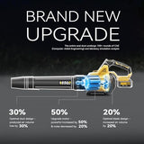 Leaf Blower Cordless, 650CFM & 3 Speed Levels, Electric Cordless Leaf Blower with 2 * 5.0Ah Battery Powered, Yellow Blowers