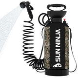 SUN NINJA Portable Shower, 2.1Gal Camping Shower with 7 Mode Shower Head, Neoprene Cover Help Keeps Water Warm, High Pressure Hose, Easy to Carry, Camo