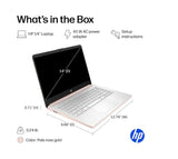 HP 14" Business Laptop Computer with 1-Year Office 365, Intel Quad-Core N150 Processor, 4GB RAM 640GB Storage (128GB UFS+512GB SD Card), Windows 11 Home, PLUSERA Earphones, Pale Rose Gold