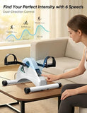 LUBBYGIM Mini Exercise Bike, Under Desk Bike Pedal Exerciser for Seniors & Physical Therapy, Electric Motorized Foot Pedal Machine, White