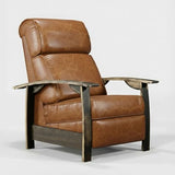 Trend Manor Whiskey Barrel Recliner Chair | Handcrafted from Authentic Whiskey Barrels | Italian Leather | Made in USA | Caramel Finish | Comfortable Recliner
