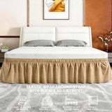 ANARACHON Full Bed Skirt, Elastic Wrap Around Bed Skirt Full Size, Bed Skirts for Adjustable Bed, Easy Fit with 14" Drop Length Tailored Drop Dust Ruffle (Gold)