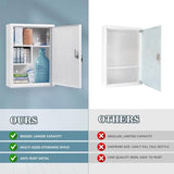 Wall Mount Locking Medicine Cabinet, Large Capacity First Aid Cabinet for Bathroom